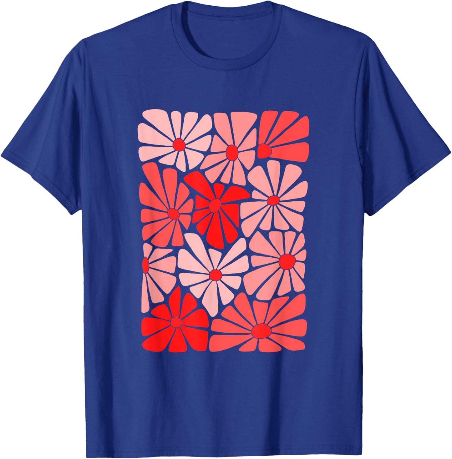 Red Color Flowers Block Red Graphic T-Shirt - T-Shirt | Royal