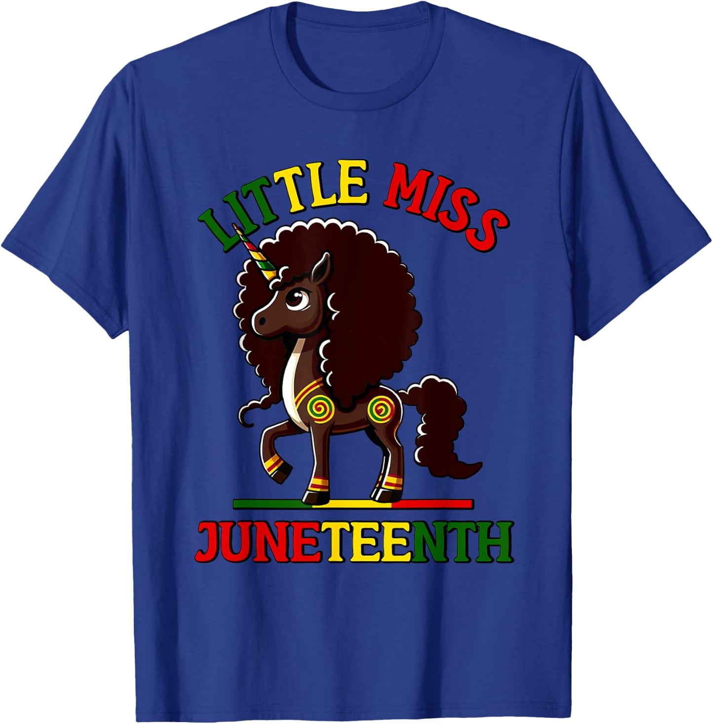 Little Miss Juneteenth 2025 Unicorn T-Shirt - T-Shirt | Royal