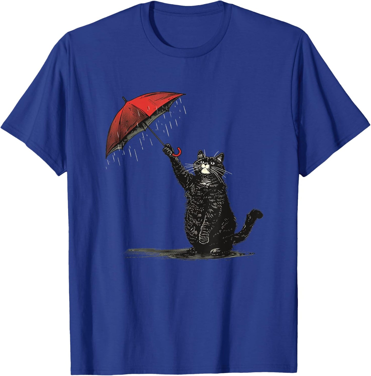 Charming Cat and Umbrella for rainy Weather Lovers Men Women Kids T-Shirt - T-Shirt | Royal