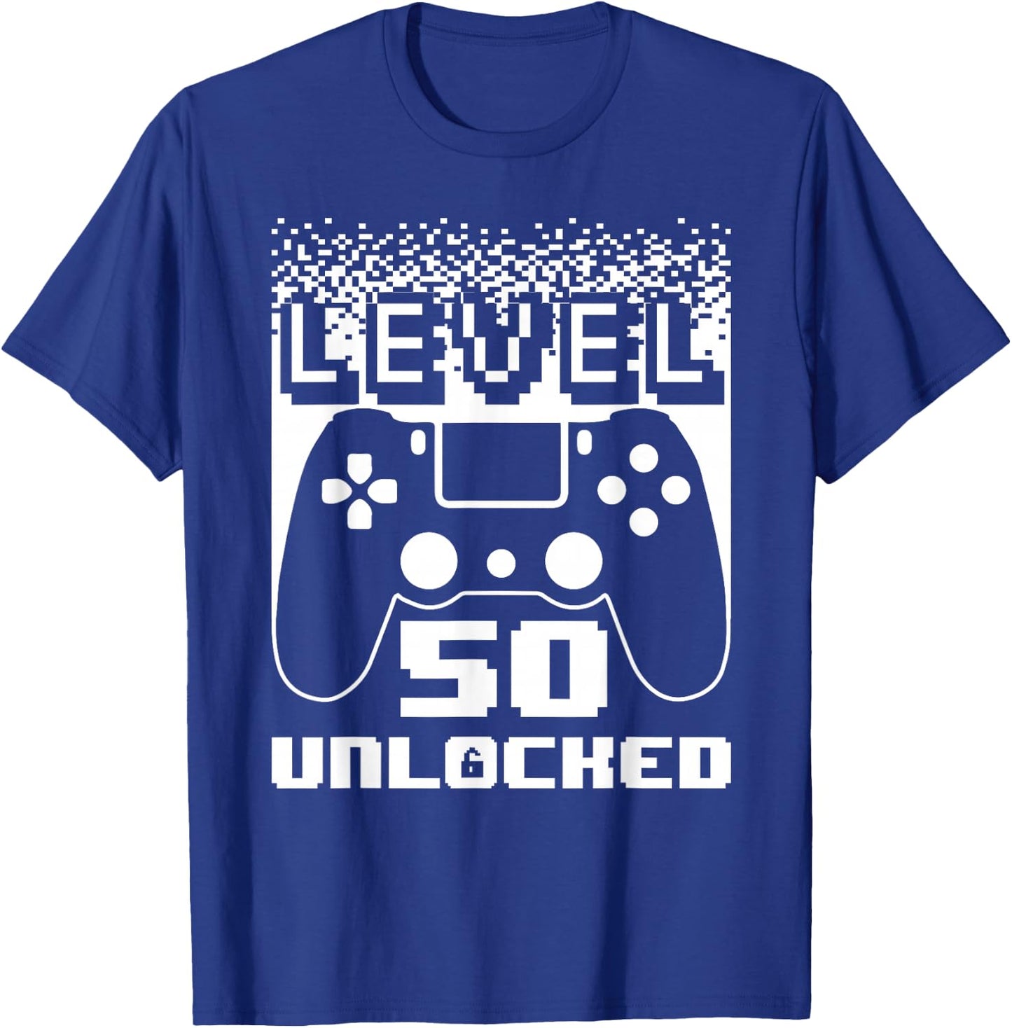 50th Birthday Level 50 Unlocked Gamer 50 Year Old T-Shirt - T-Shirt | Royal