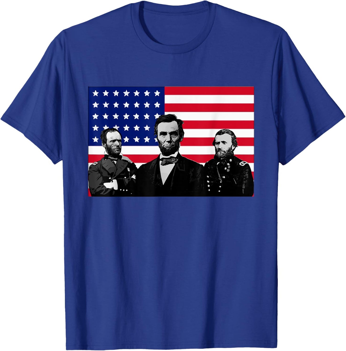 Lincoln and his Generals Grant and Sherman Civil War T-Shirt - T-Shirt | Royal