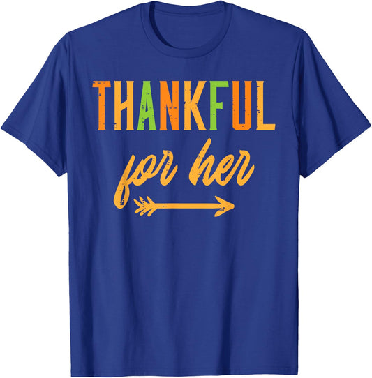 Thanksgiving Thankful Matching Couple Autumn Men T-Shirt - T-Shirt | Royal