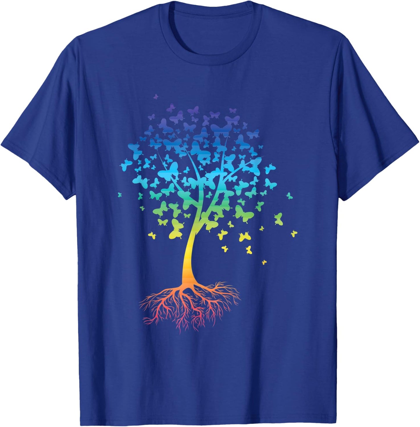 Colorful Butterfly Tree Root Environment Inspiration T-Shirt - T-Shirt | Royal