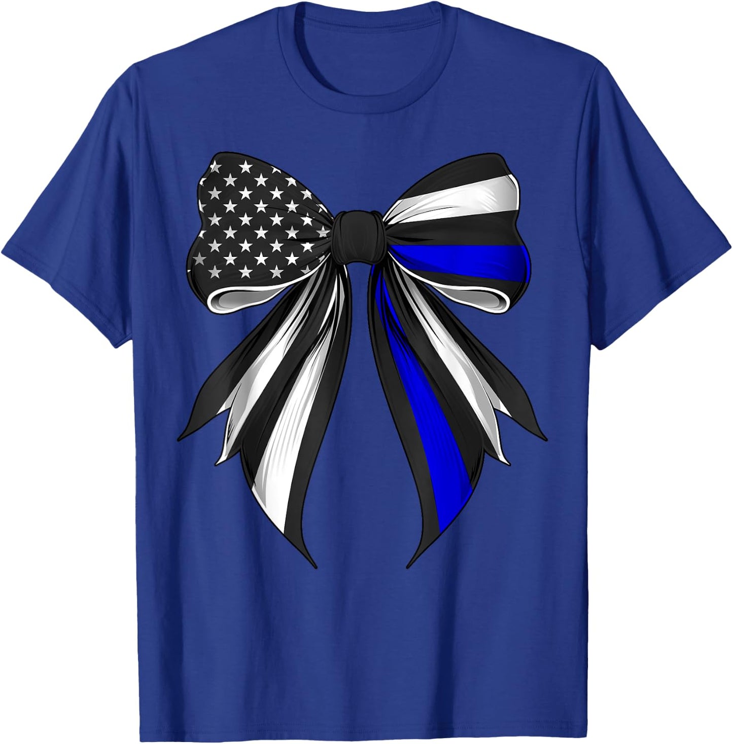Coquette Bow Police Officer Law Enforcement American Flag T-Shirt - T-Shirt | Royal