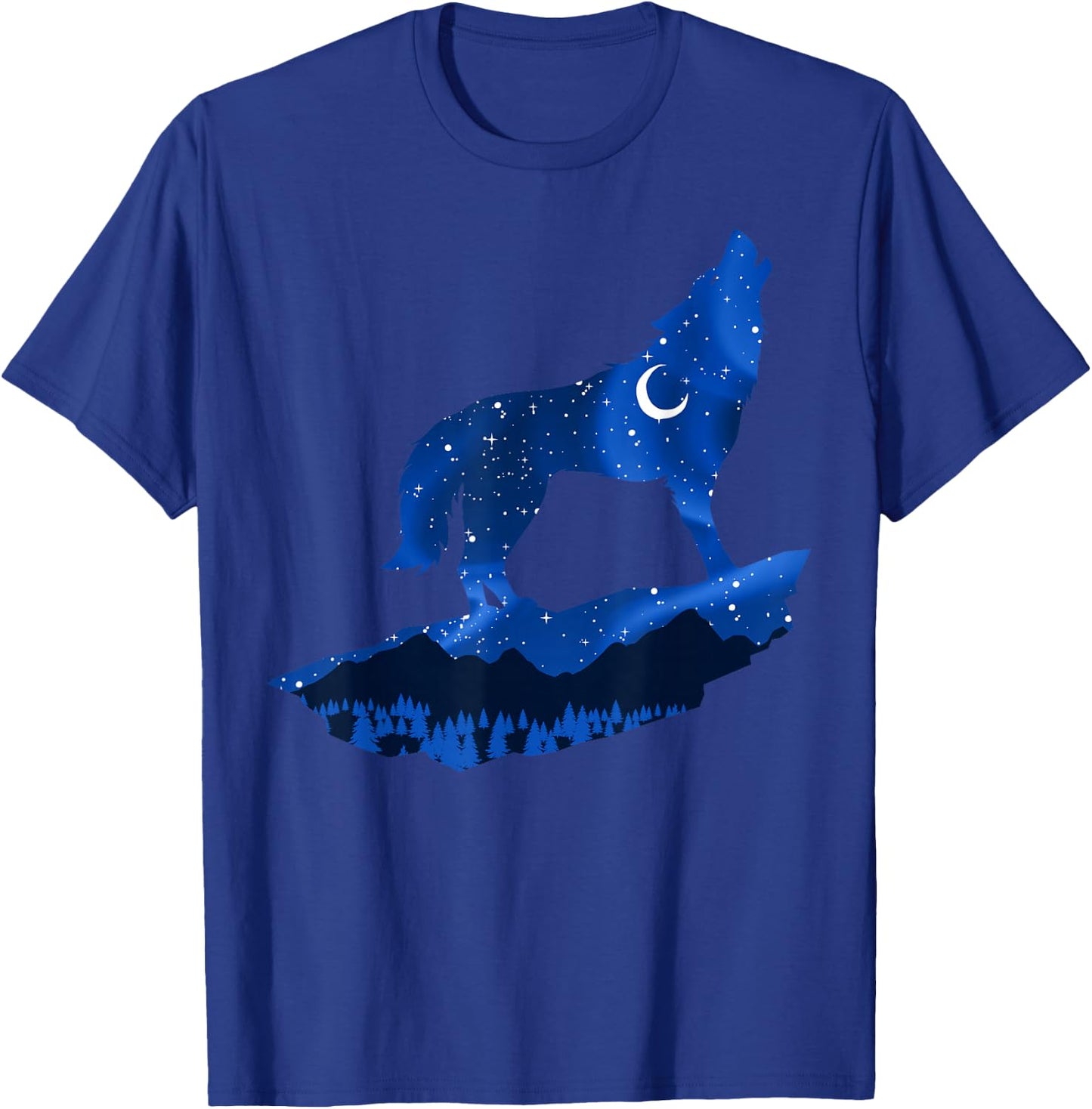 Wolf Starry Sky Moon Wolves Mountain Wildlife Pack Hunter T-Shirt - T-Shirt | Royal