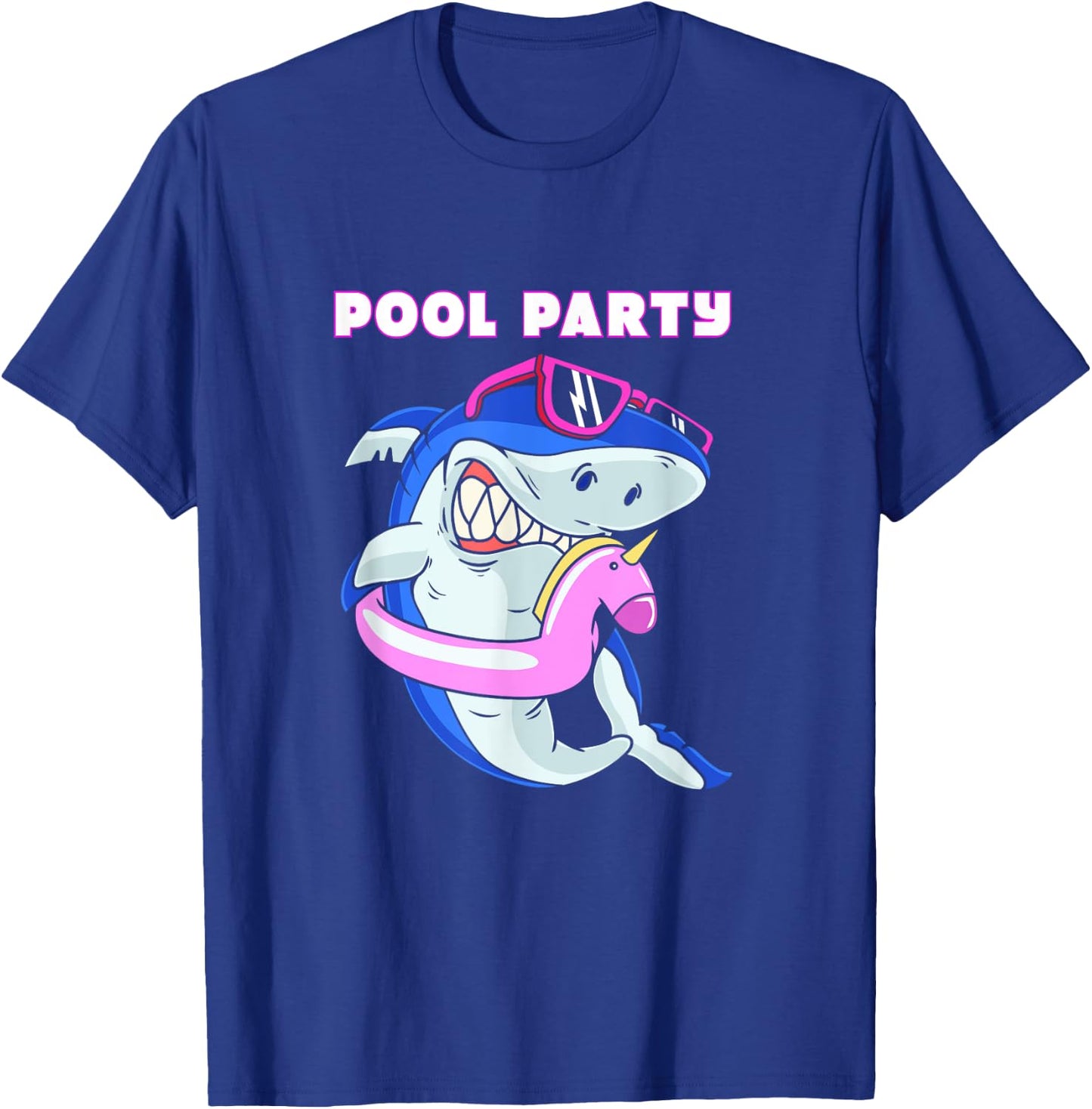 Cute Pool Party Squad Unicorn Shark With Sunglasses T-Shirt - T-Shirt | Royal
