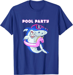 Cute Pool Party Squad Unicorn Shark With Sunglasses T-Shirt - T-Shirt | Royal