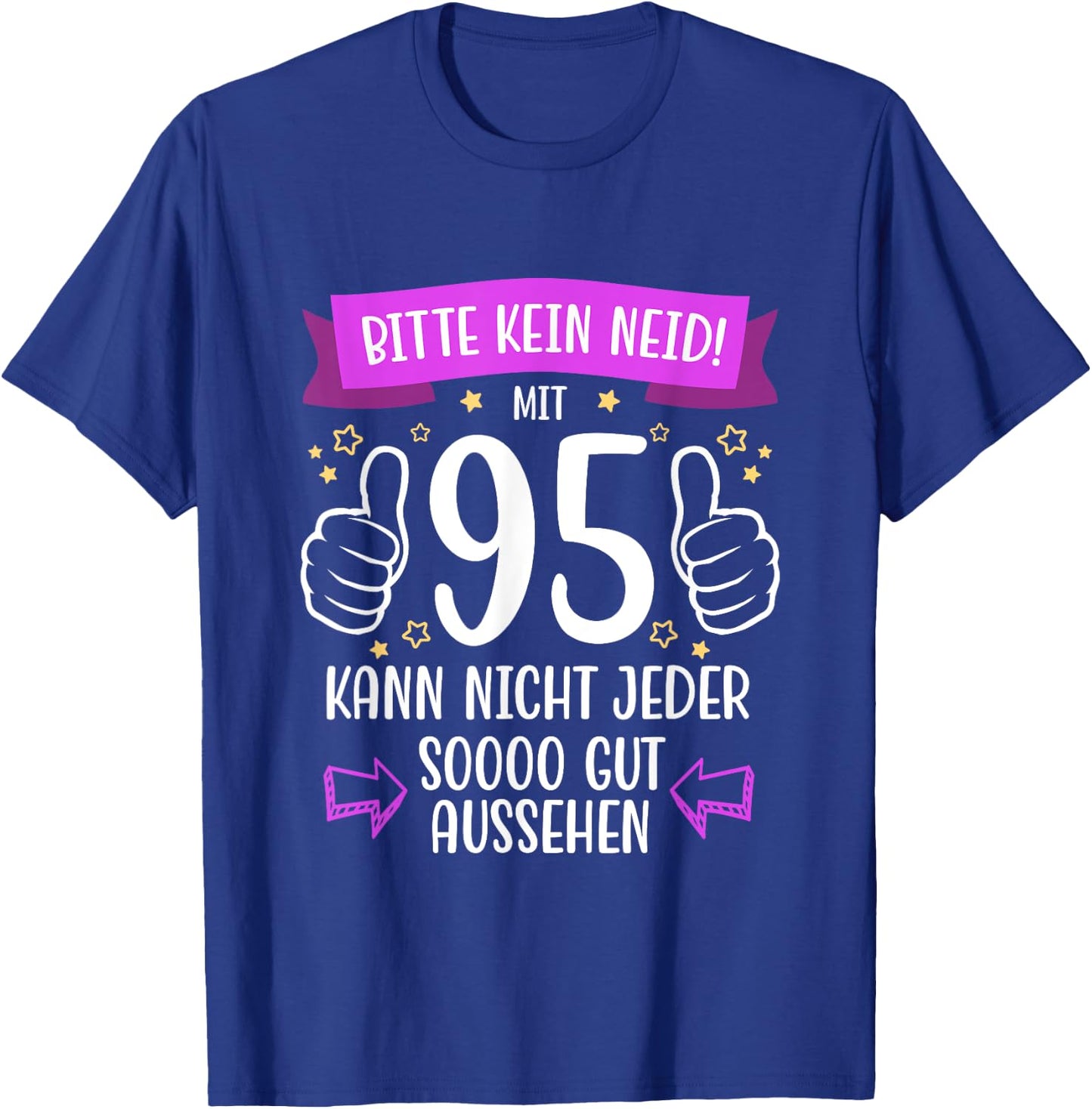 Decorative 95th Birthday Woman Man Gift Box Funny 95 Years , black, s T-Shirt - T-Shirt | Royal