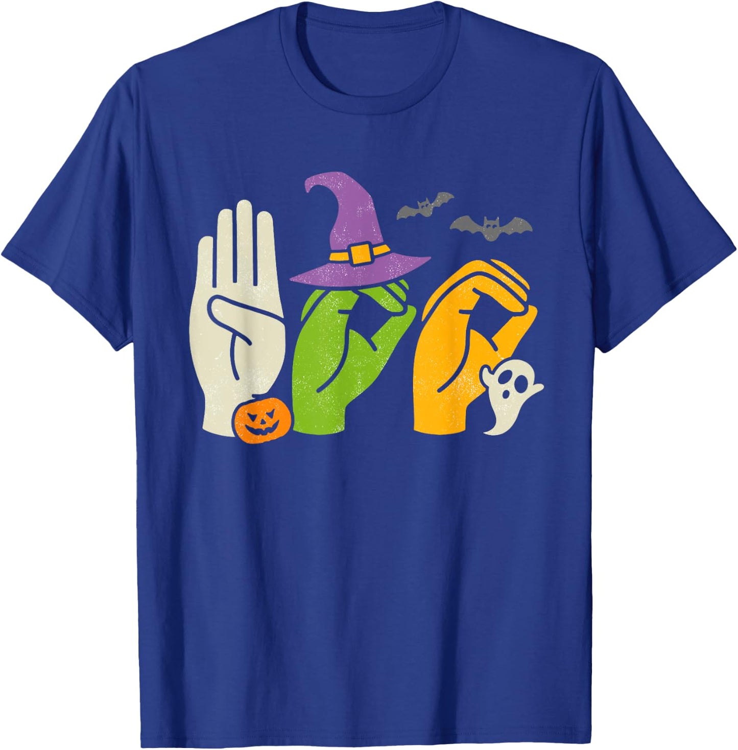 Boo Hands American Sign Language Pride ASL Halloween Witch T-Shirt - T-Shirt | Royal