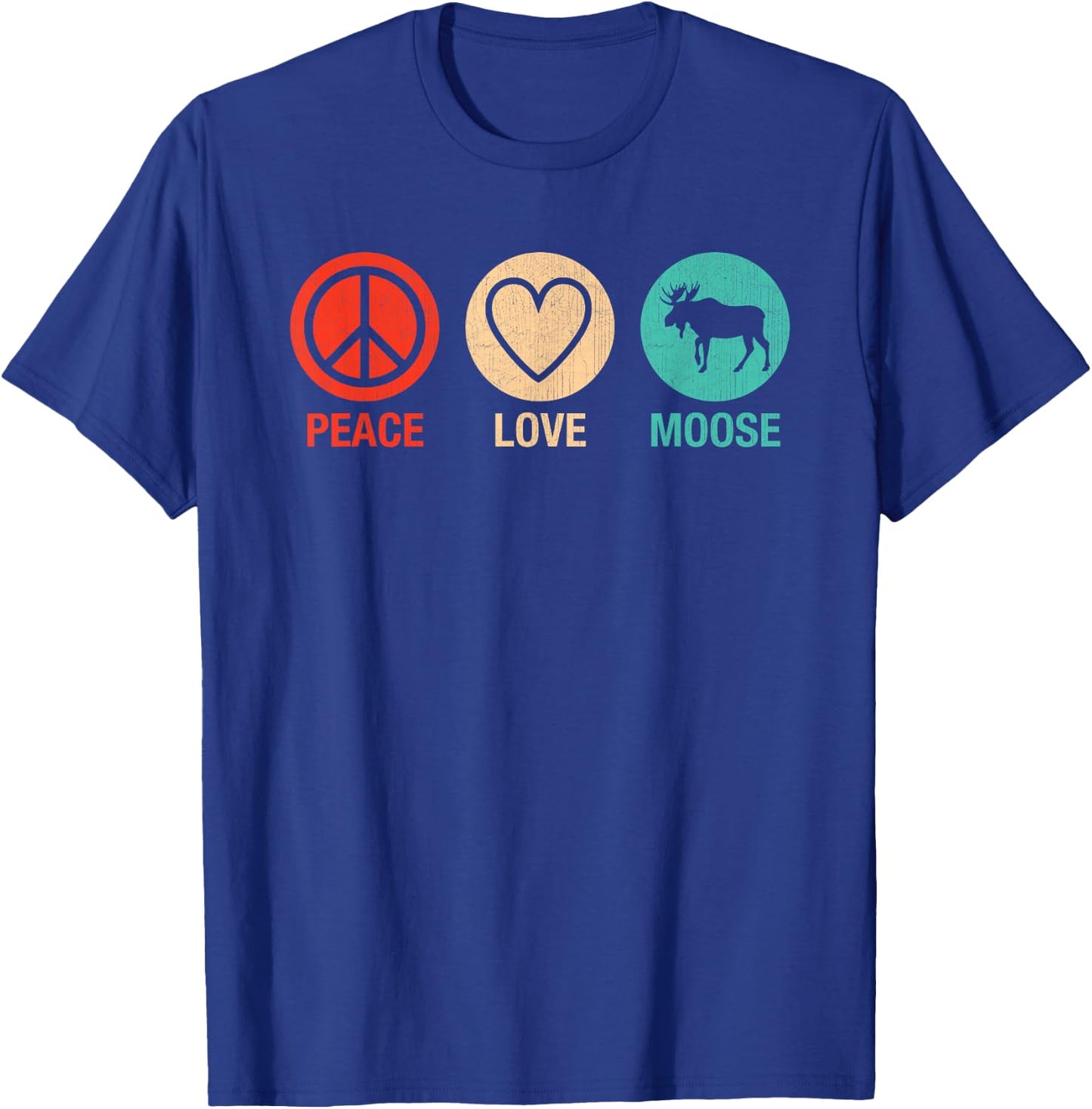 Vintage Peace Love Moose Heart Graphic Moose Lovers T-Shirt - T-Shirt | Royal
