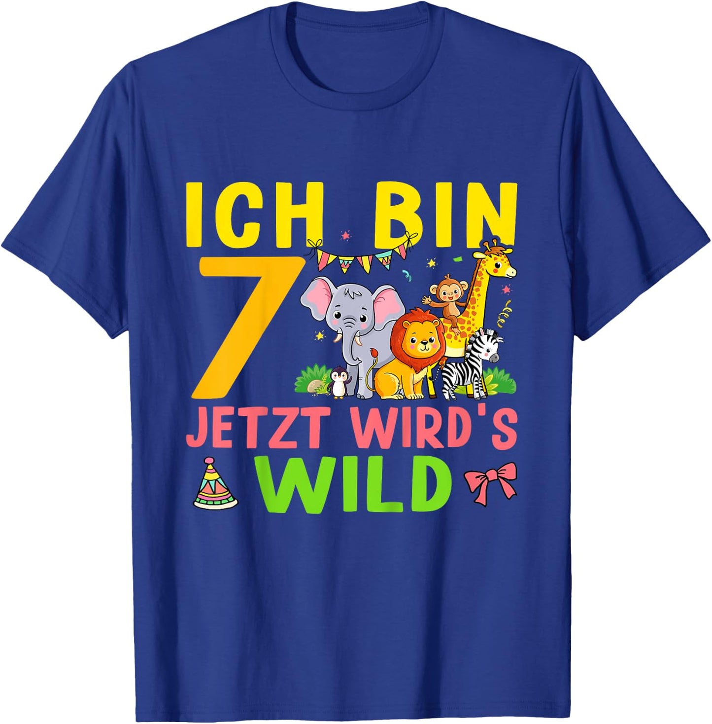 Ich Bin 7 Jetzt Wird's Wild Geburtstag Dschungel Zoo Tiere T-Shirt - T-Shirt | Royal