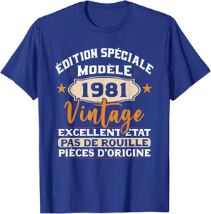Original Gift Vintage 1981 Birthday Party 43 Years Man , Black, S T-Shirt - T-Shirt | Royal