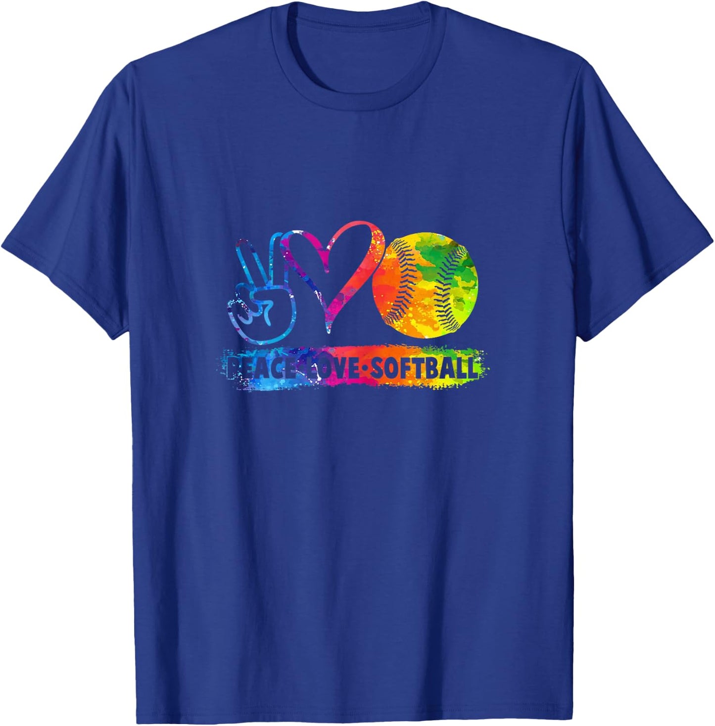 Softball Shirt Girls Softball Peace Love Softball T-Shirt - T-Shirt | Royal