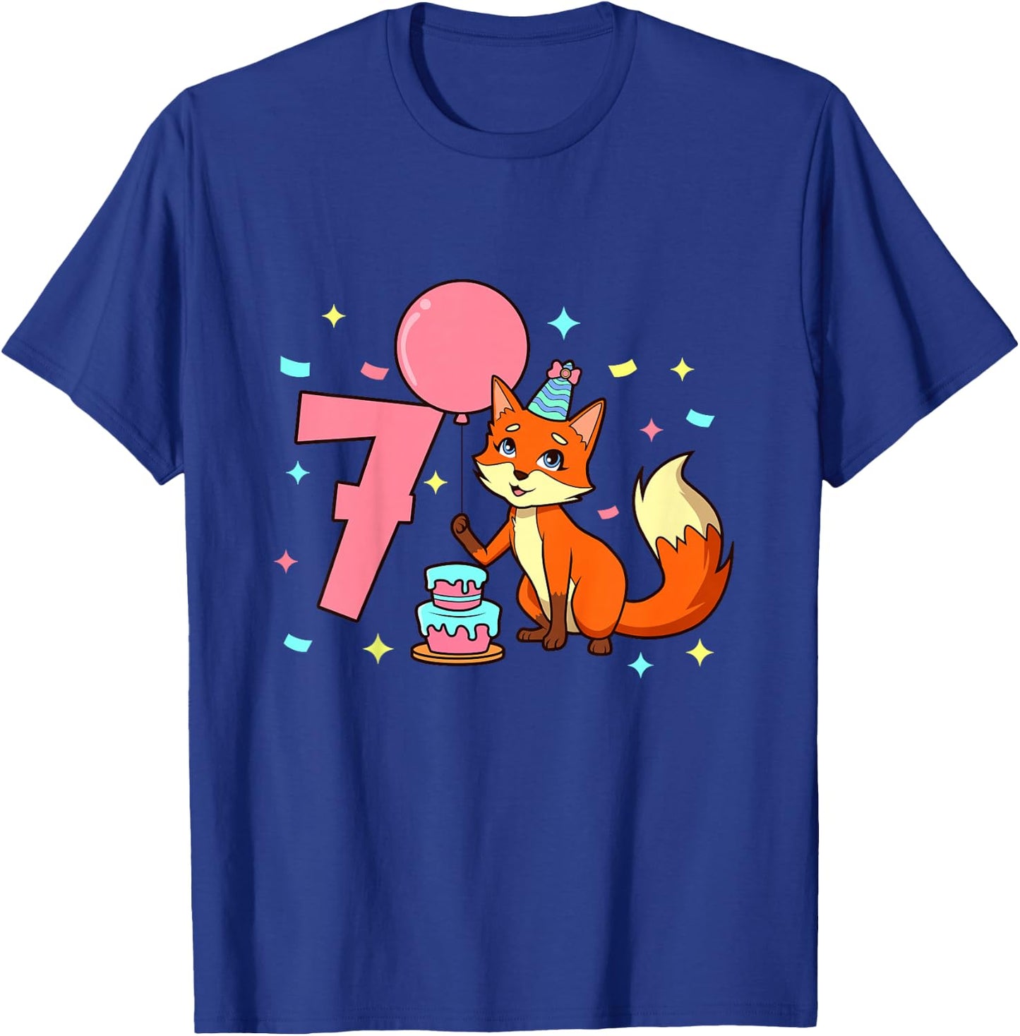 Children's Birthday Shirt Fox - Girls Birthday 7 Years , black T-Shirt - T-Shirt | Royal