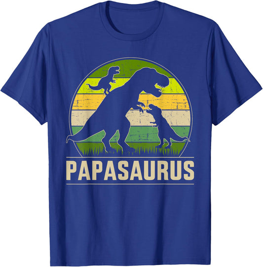 Papasaurus zwei Kinder für Papa zum Vatertag Weihnachten T-Shirt - T-Shirt | Royal