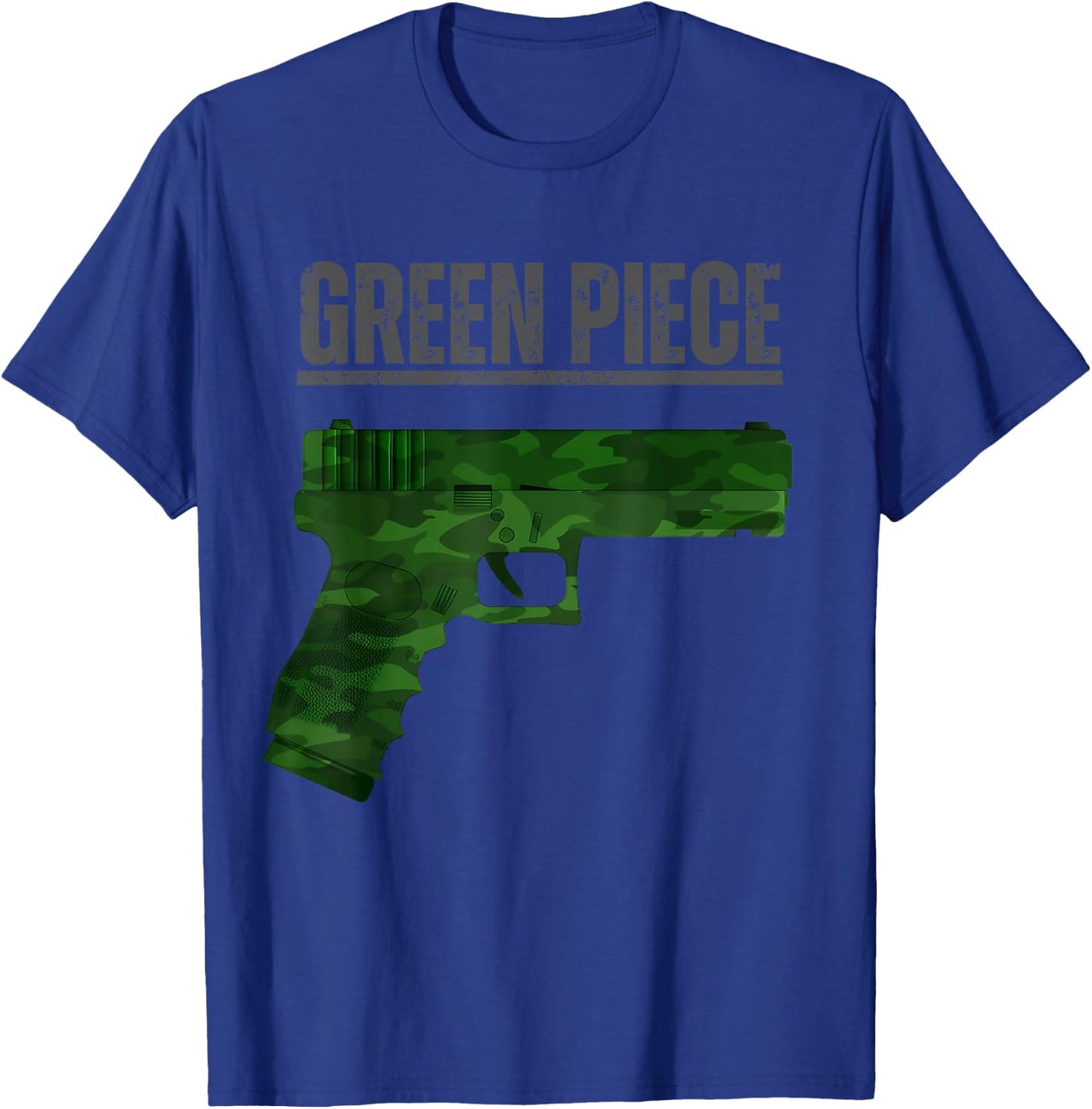 Green Piece Tactical Gun Camo Pistol Design Cool Funny Range T-Shirt - T-Shirt | Royal