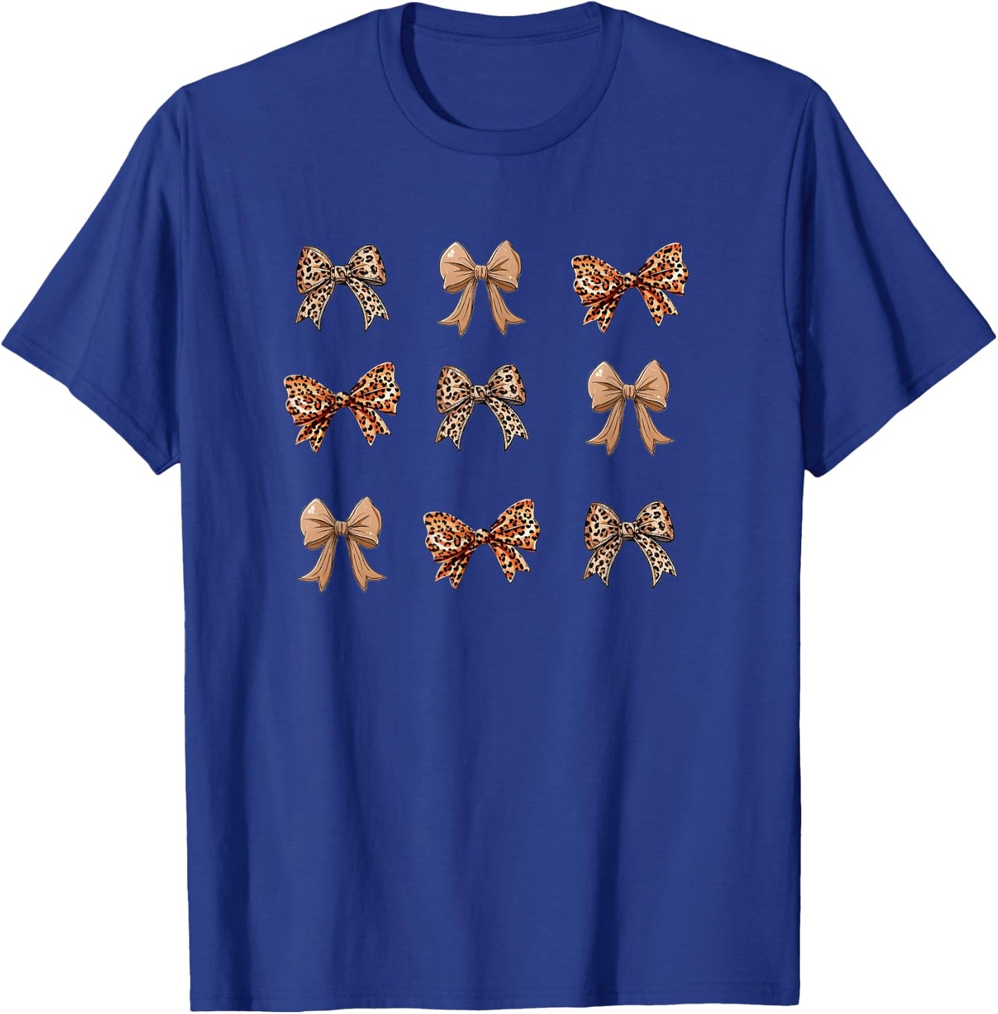 Bow Cheetah Bows Girly Demur Cutesy Pink Pretty Coquette T-Shirt - T-Shirt | Royal