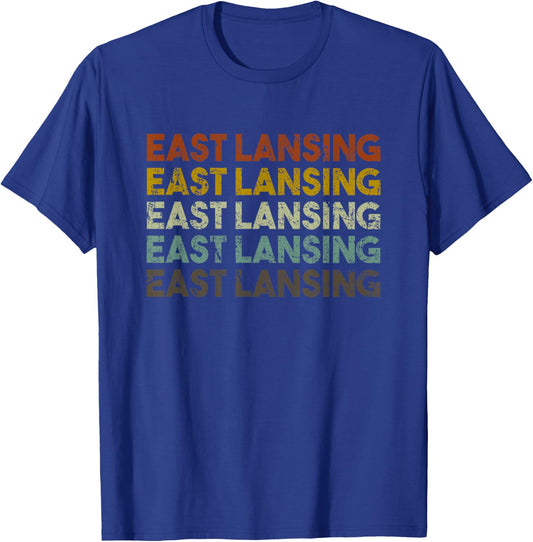 Retro East Lansing Michigan Vintage T-Shirt - T-Shirt | Royal