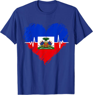 Haitian Flag Day Love Haiti Heart Haitian Roots Haiti Flag T-Shirt - T-Shirt | Royal