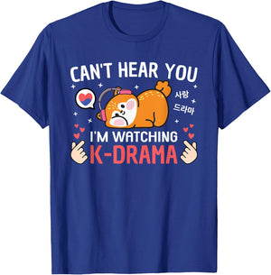 Can't Hear You I'm Watching K-Drama Squirrel Funny Korean Drama T-Shirt - T-Shirt | Royal
