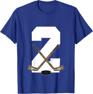Kids Ice Hockey Kids Toddler Boys 2nd Birthday Ice Hockey T-Shirt - T-Shirt | Royal