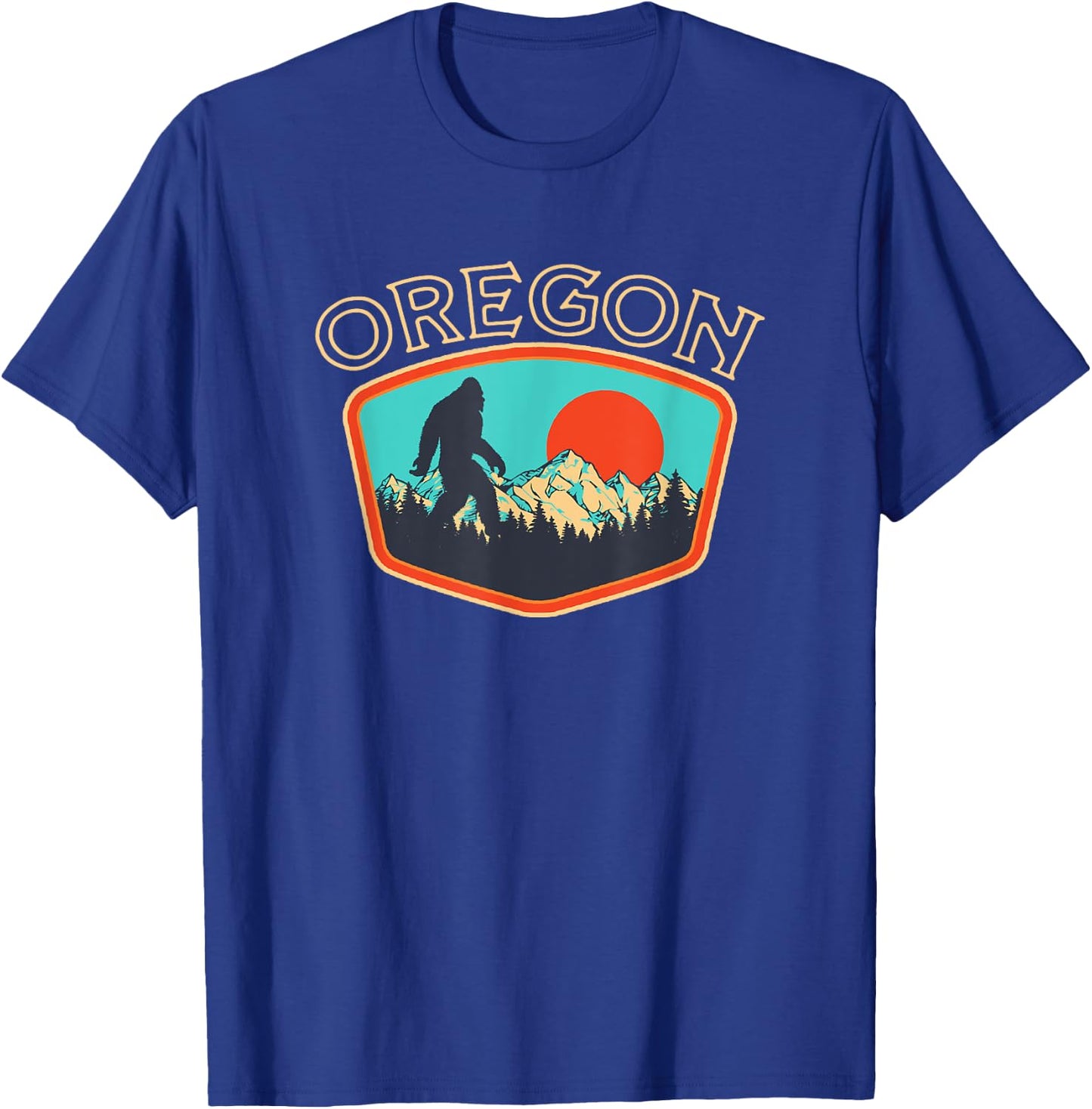 Oregon Bigfoot Vintage Outdoor Badge Retro Style Graphic T-Shirt - T-Shirt | Royal