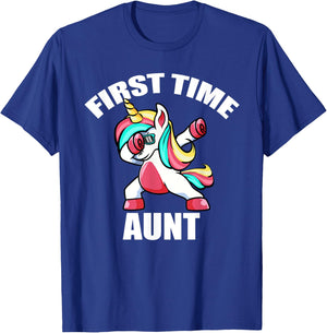 Unicorn First Time Aunt 2022 Shirt, Promoted To Aunt 2022 T-Shirt - T-Shirt | Royal