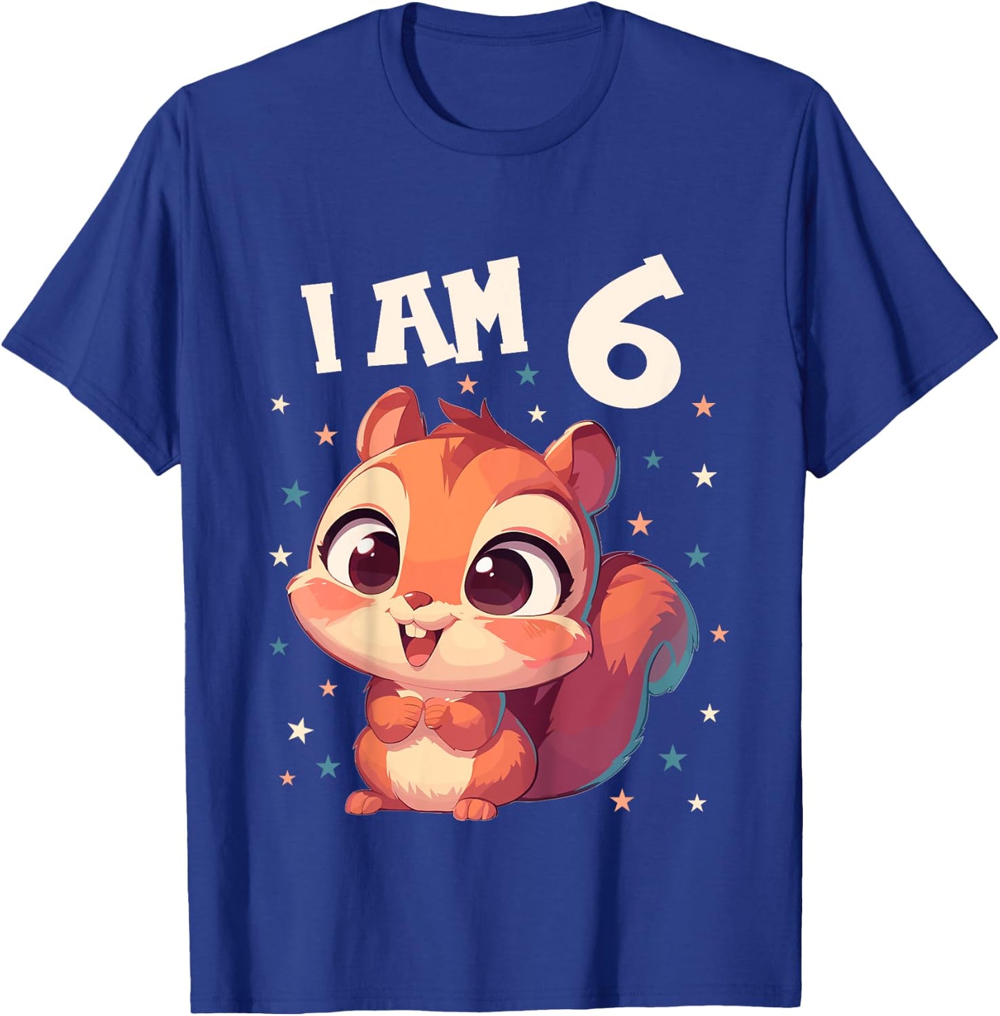 Kids 6 Years old 6 birthday Squirrels Boy Girl Squirrel T-Shirt - T-Shirt | Royal