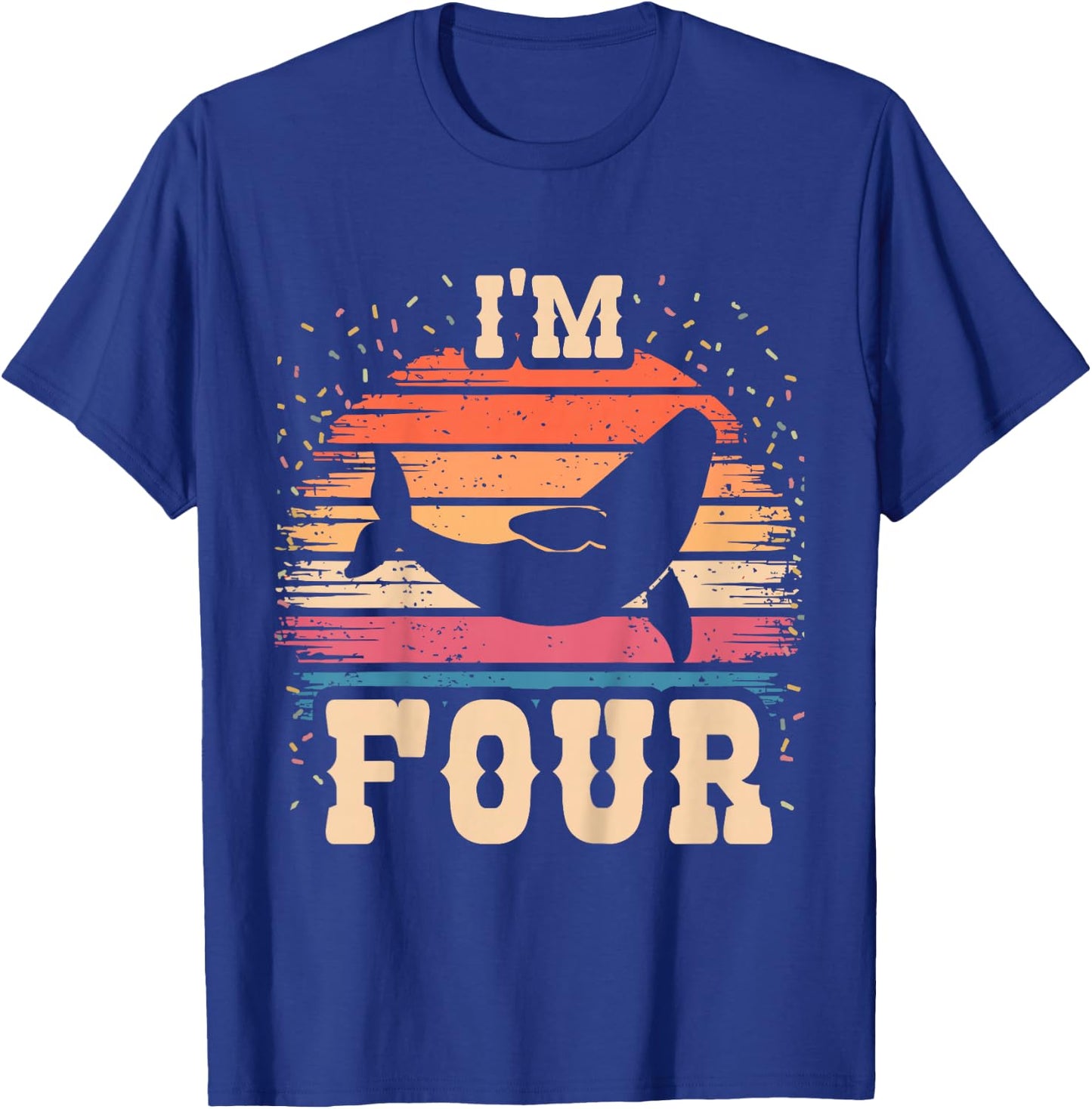 Kids Whale 4 Year Old Birthday Boy Girl 4th Whale Birthday T-Shirt - T-Shirt | Royal