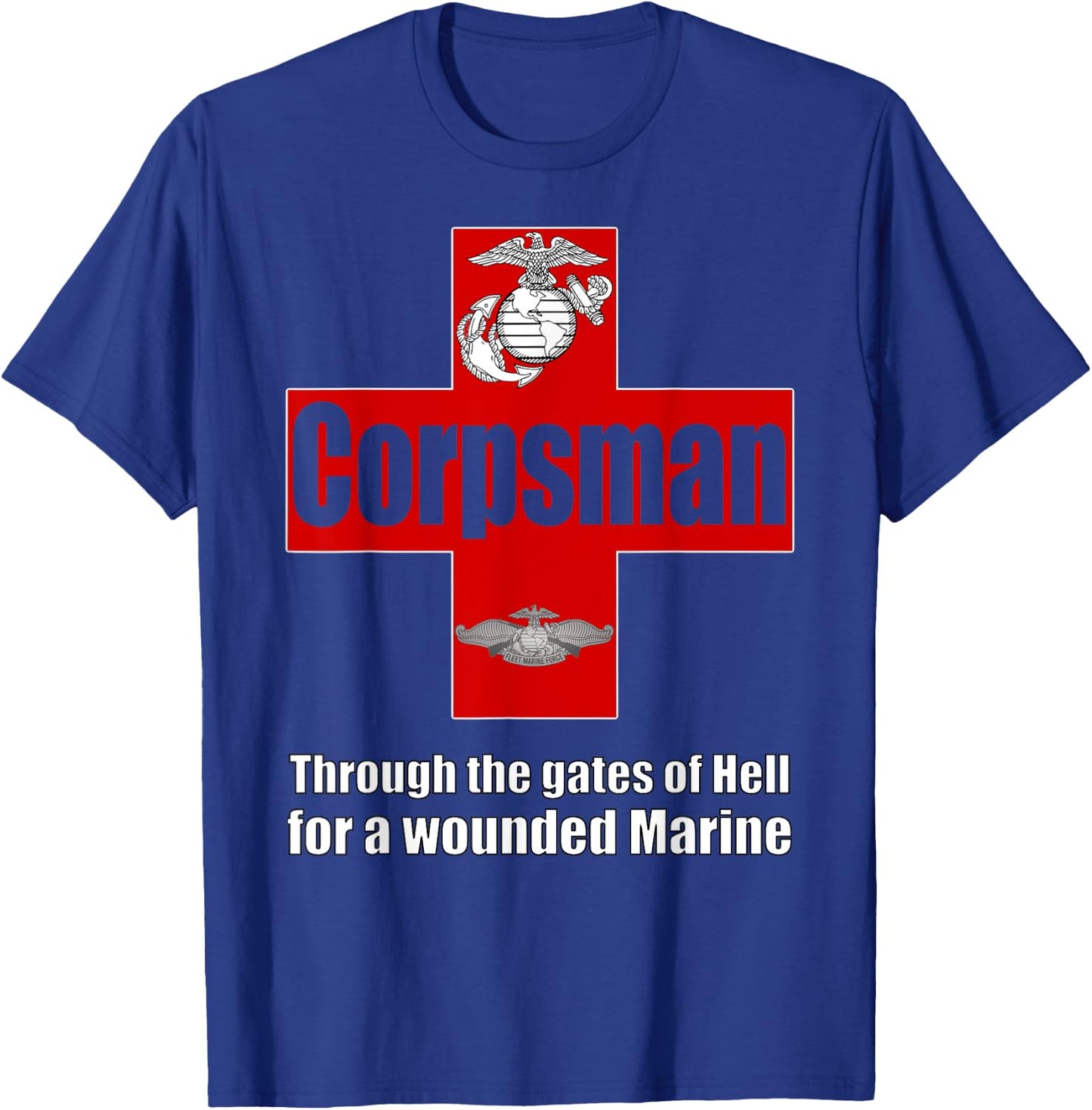 FMF 8404 Navy Corpsman T Shirt Eagle Globe Anchor T-Shirt - T-Shirt | Royal