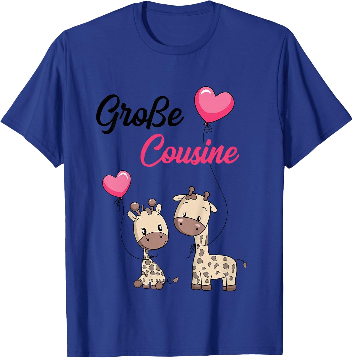 Children's Big Cousin 2025 Giraffe Girls' , White T-Shirt - T-Shirt | Royal