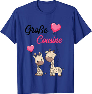Children's Big Cousin 2025 Giraffe Girls' , White T-Shirt - T-Shirt | Royal