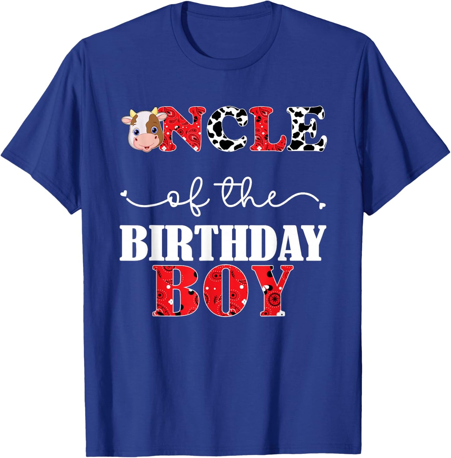 Uncle of the Birthday for Boys Cow Farm 1st Birthday Cow T-Shirt - T-Shirt | Royal