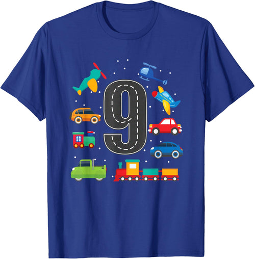9 Year Old Transportation Birthday Boy 9th Toddler Truck Car