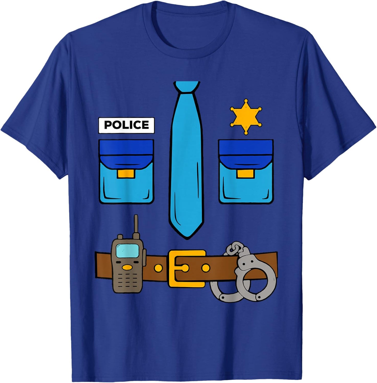 Police Costume Cool Easy Halloween Boys Children Kid T-Shirt - T-Shirt | Royal