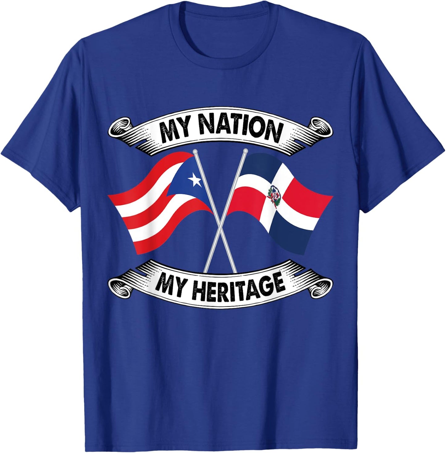 Puerto Rican and Dominican Pride Heritage Flag shirt T-Shirt - T-Shirt | Royal
