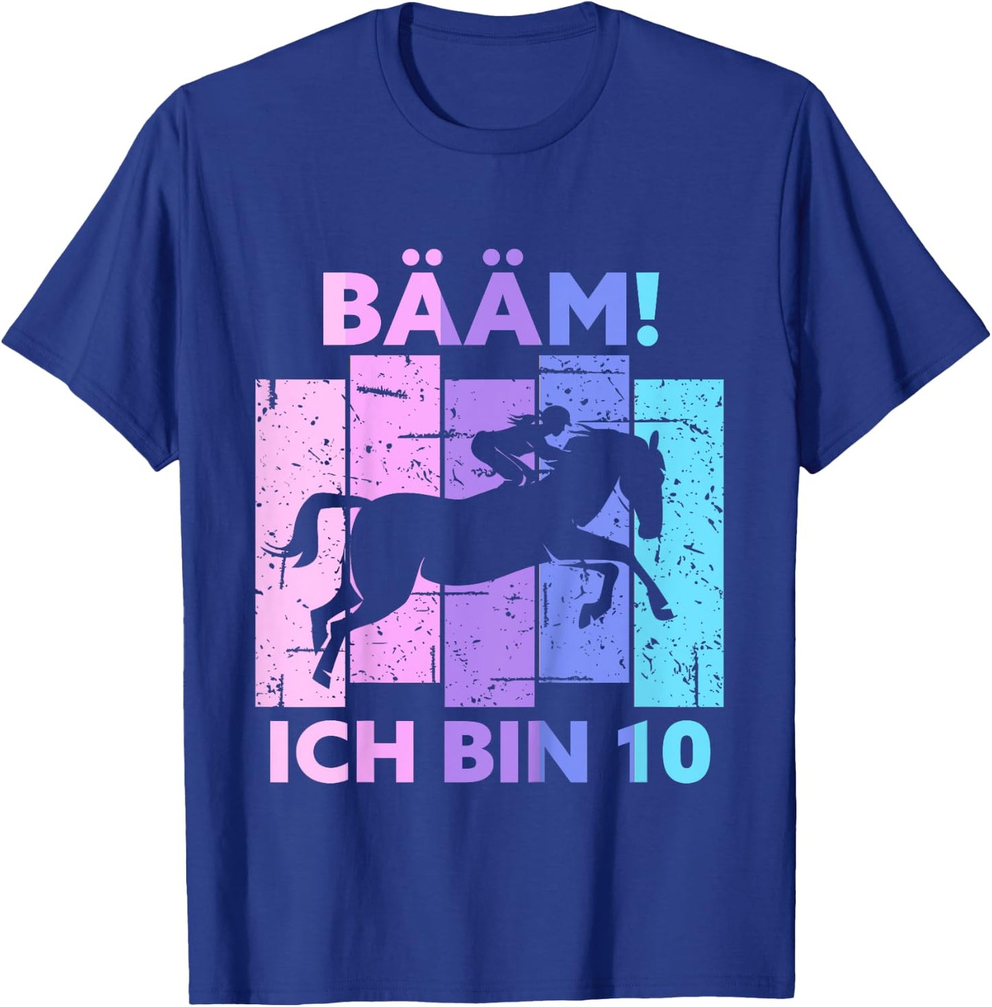 Children's 10th Birthday Girl Ten Years Old Horse BÄM! I Am 10 , black T-Shirt - T-Shirt | Royal