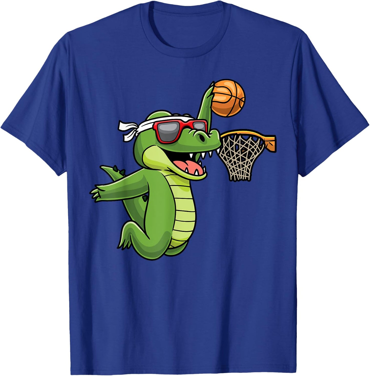 Crocodile Playing Basketball Alligator Basketball Player T-Shirt - T-Shirt | Royal