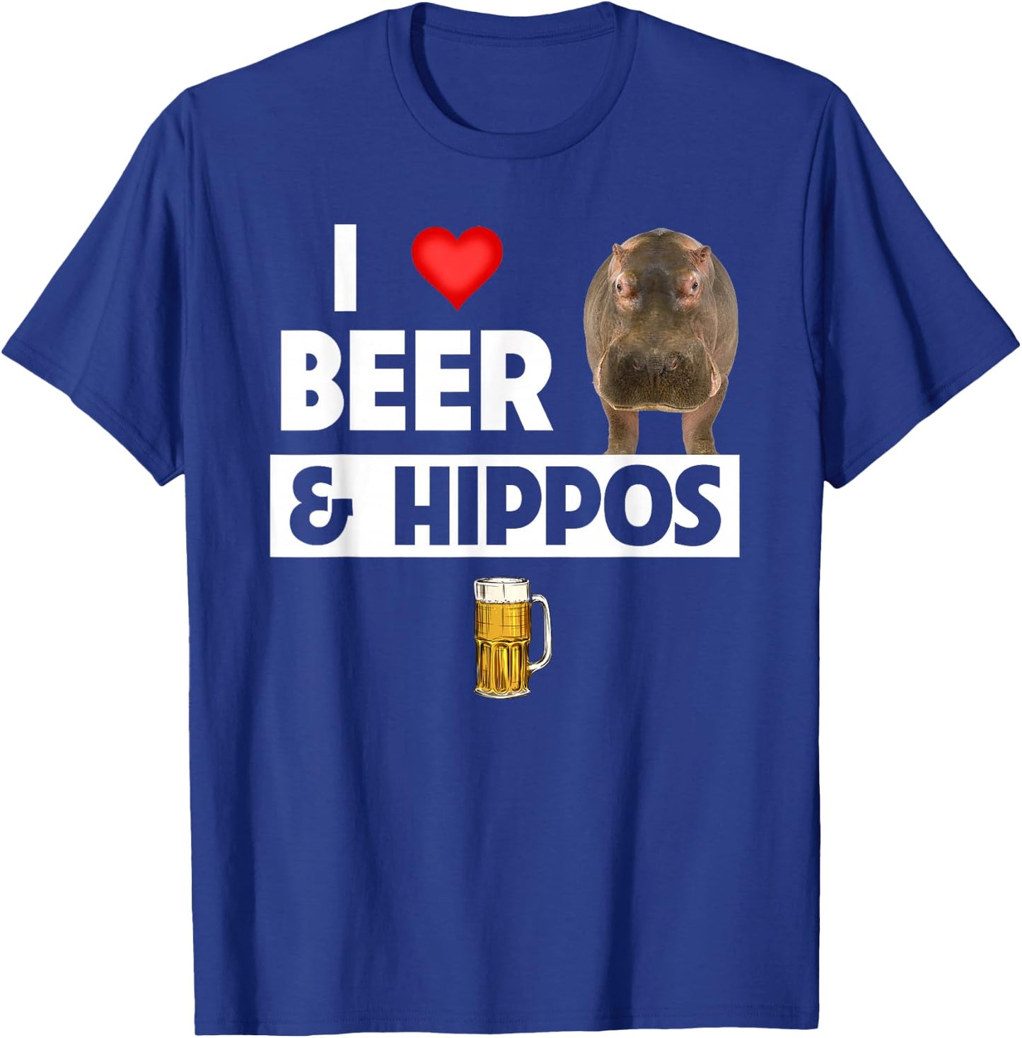 I Love Beer and Hippos Drinking Wildlife Safari Animals T-Shirt - T-Shirt | Royal