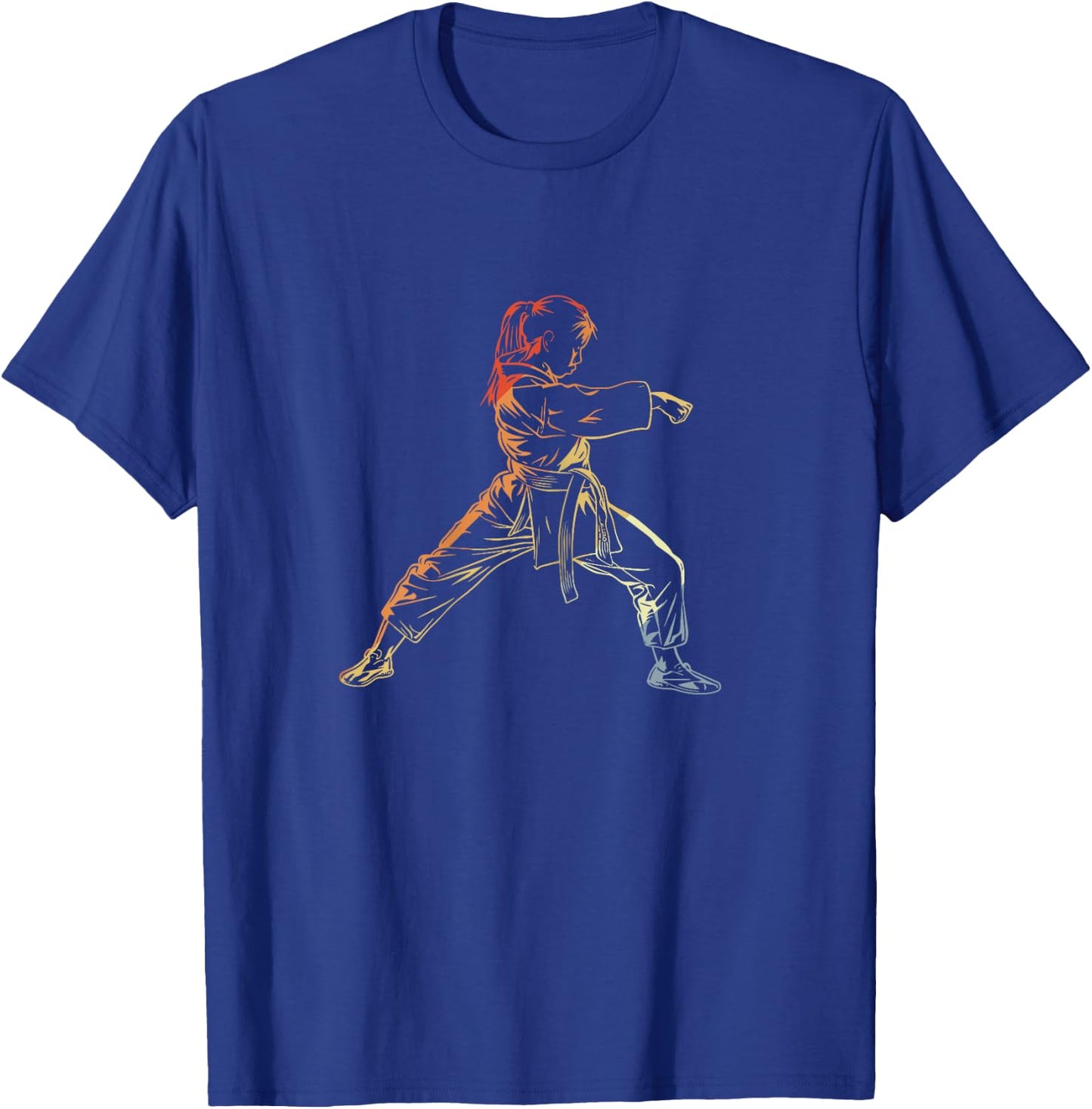 Karate Girl Line Art , Black T-Shirt - T-Shirt | Royal