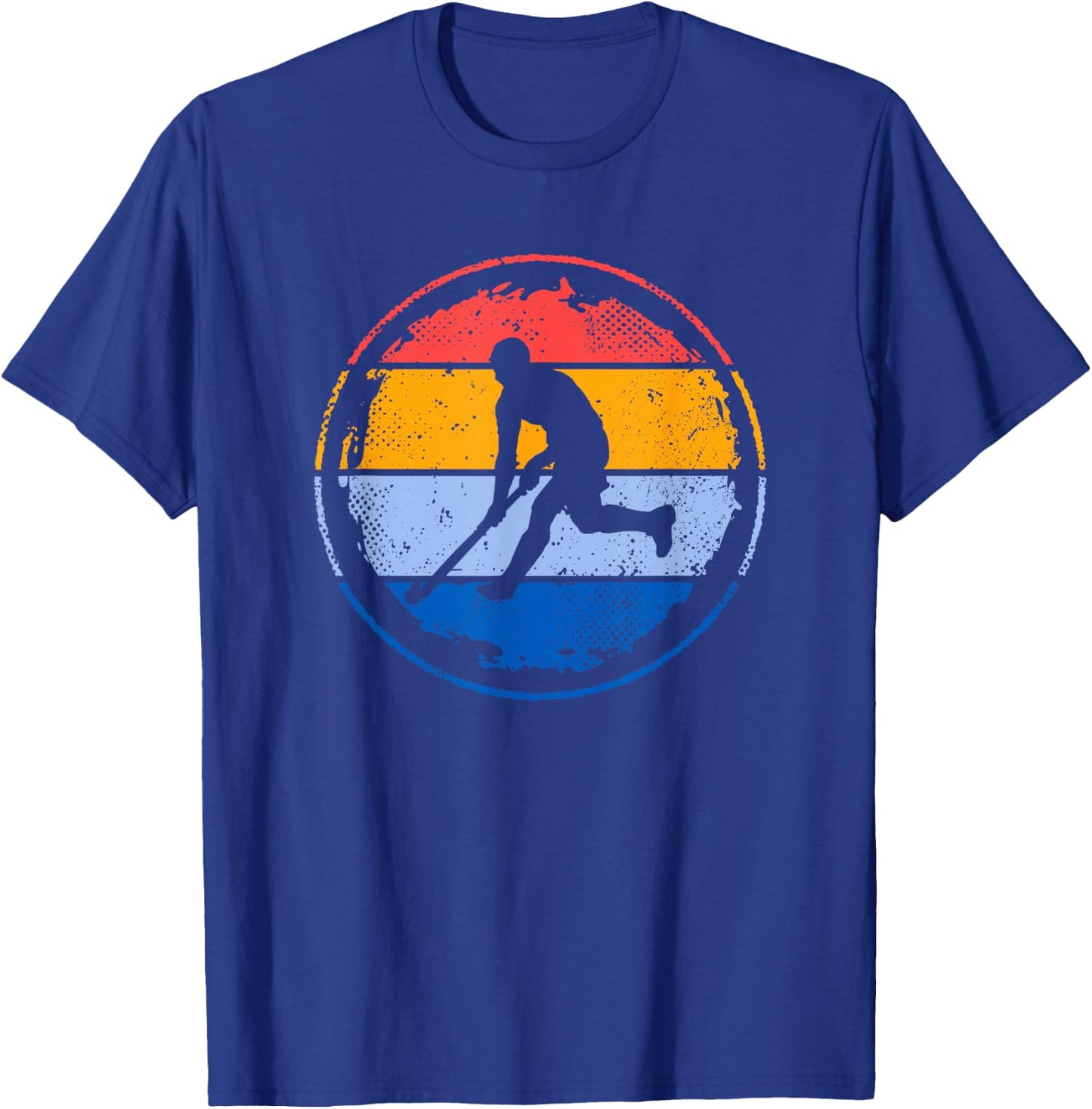 Retro Field Hockey Player Teenager Boys Hockey , black T-Shirt - T-Shirt | Royal