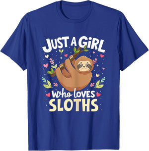 Sloth Shirt Just A Girl Who Loves Sloths Lover Kids Boys T-Shirt - T-Shirt | Royal
