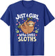 Sloth Shirt Just A Girl Who Loves Sloths Lover Kids Boys T-Shirt - T-Shirt | Royal