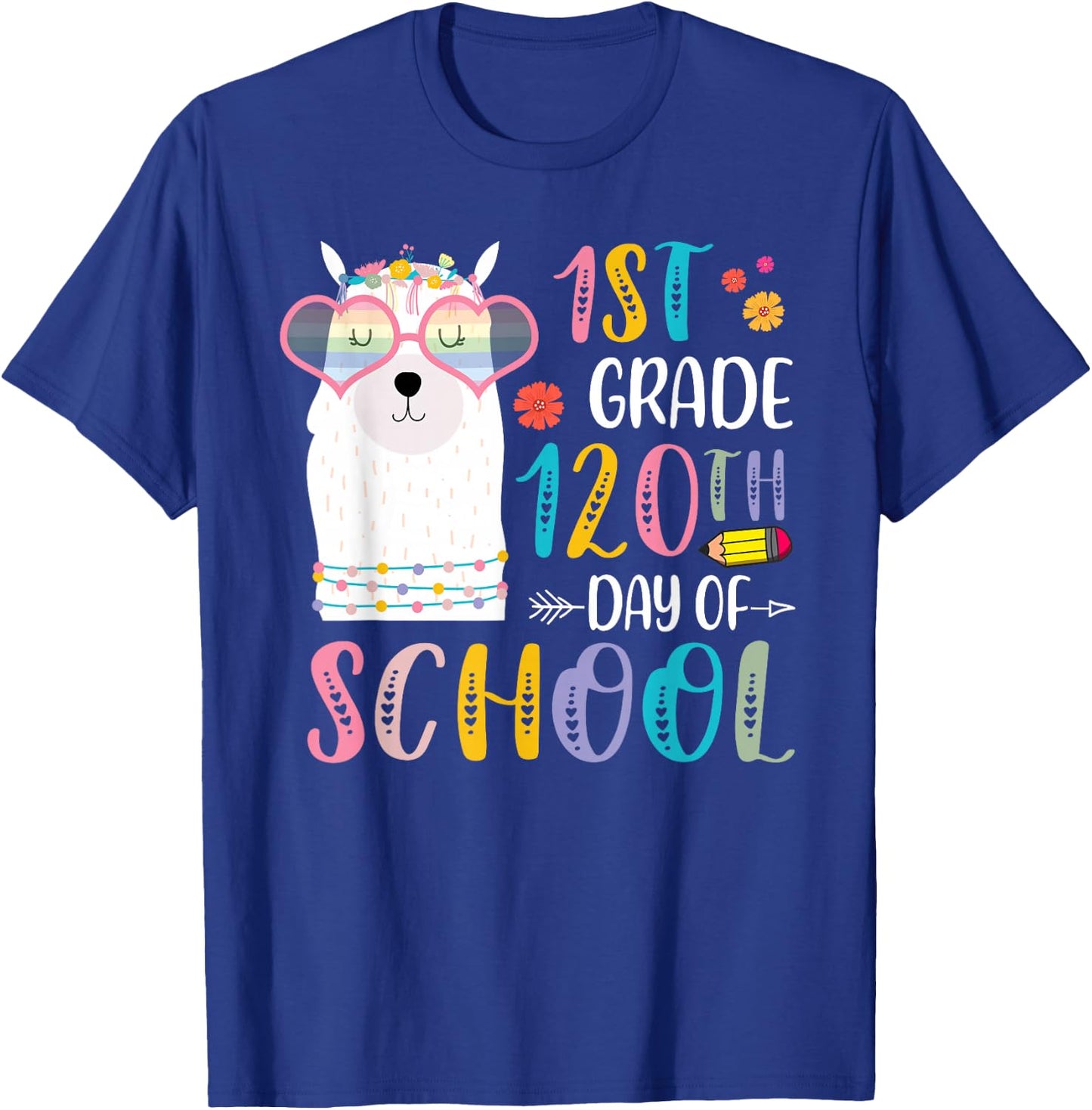 120th day of School No Prob Llama 120 Days Of 1st Grade T-Shirt - T-Shirt | Royal