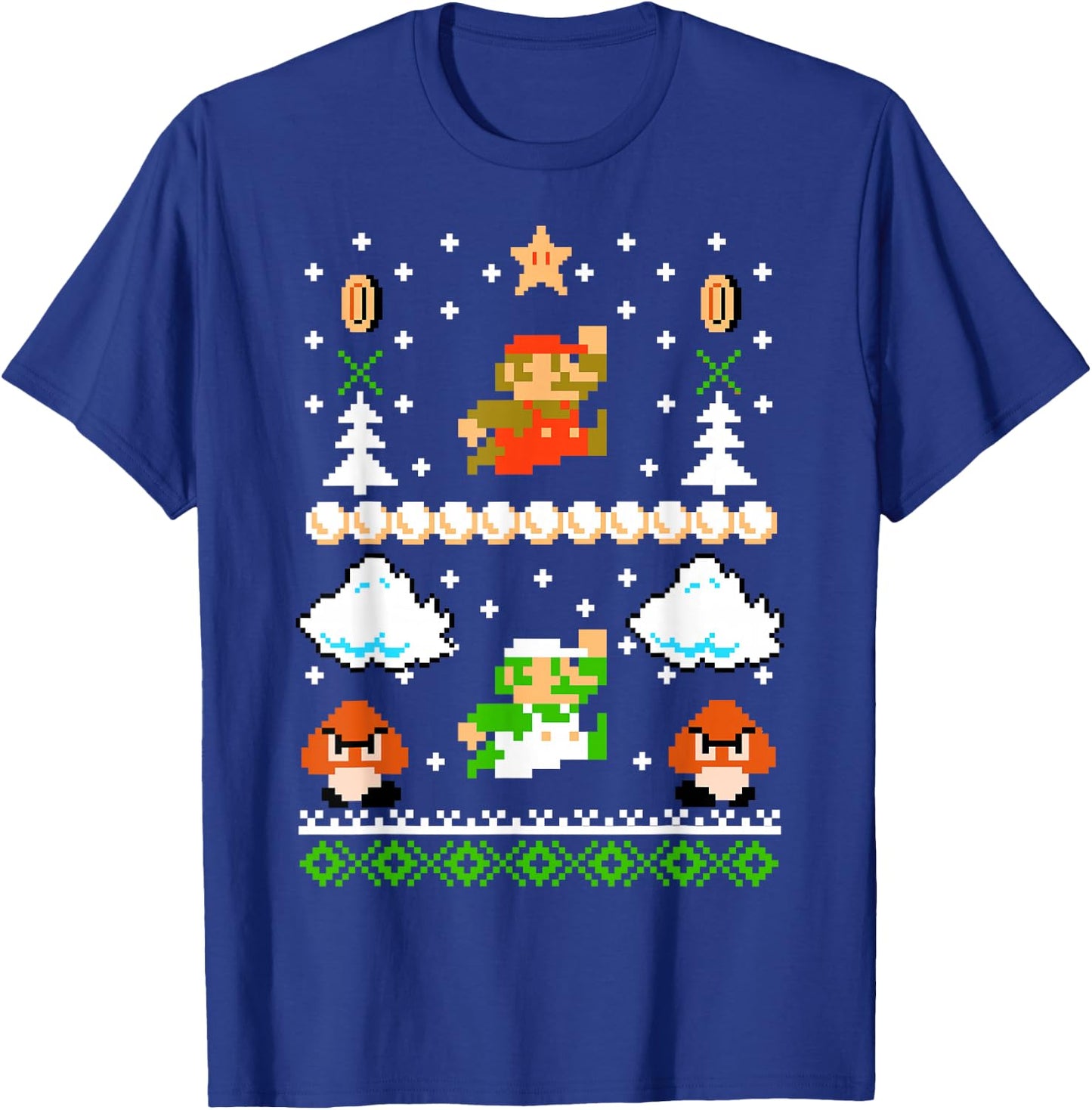 Super Mario Mario Goomba Ugly Christmas Sweater T-Shirt - T-Shirt | Royal