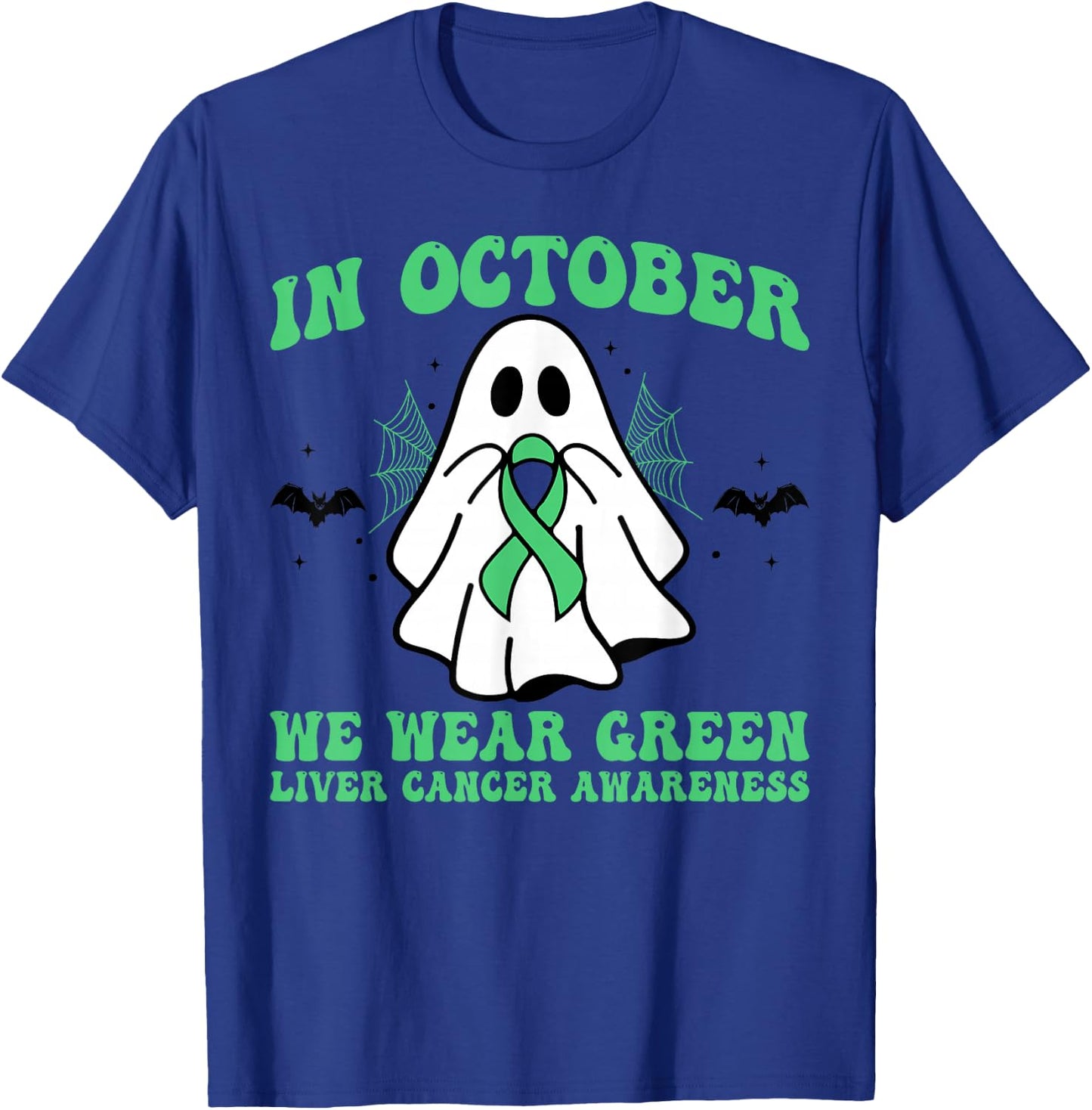 In October We Wear Green Liver Cancer Awareness Halloween T-Shirt - T-Shirt | Royal