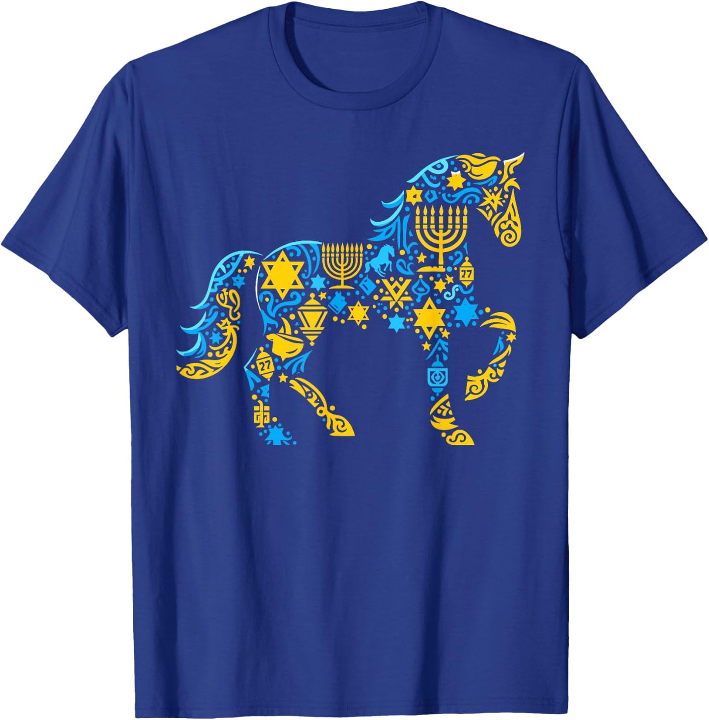 Horse Menorah Dreidel Jewish Hanukkah Kids T-Shirt - T-Shirt | Royal