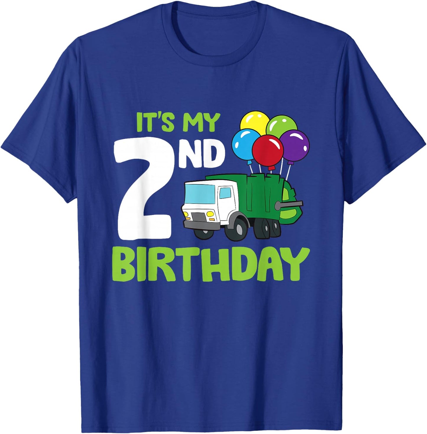 It's My 2nd Birthday Garbage Truck 2nd Birthday T-Shirt - T-Shirt | Royal