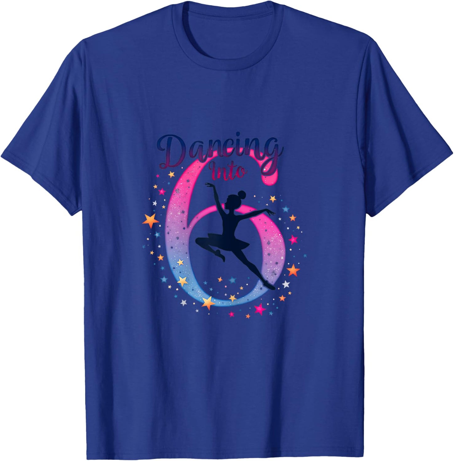Dancing Into 6 Ballet Birthday Party Graphic T-Shirt - T-Shirt | Royal