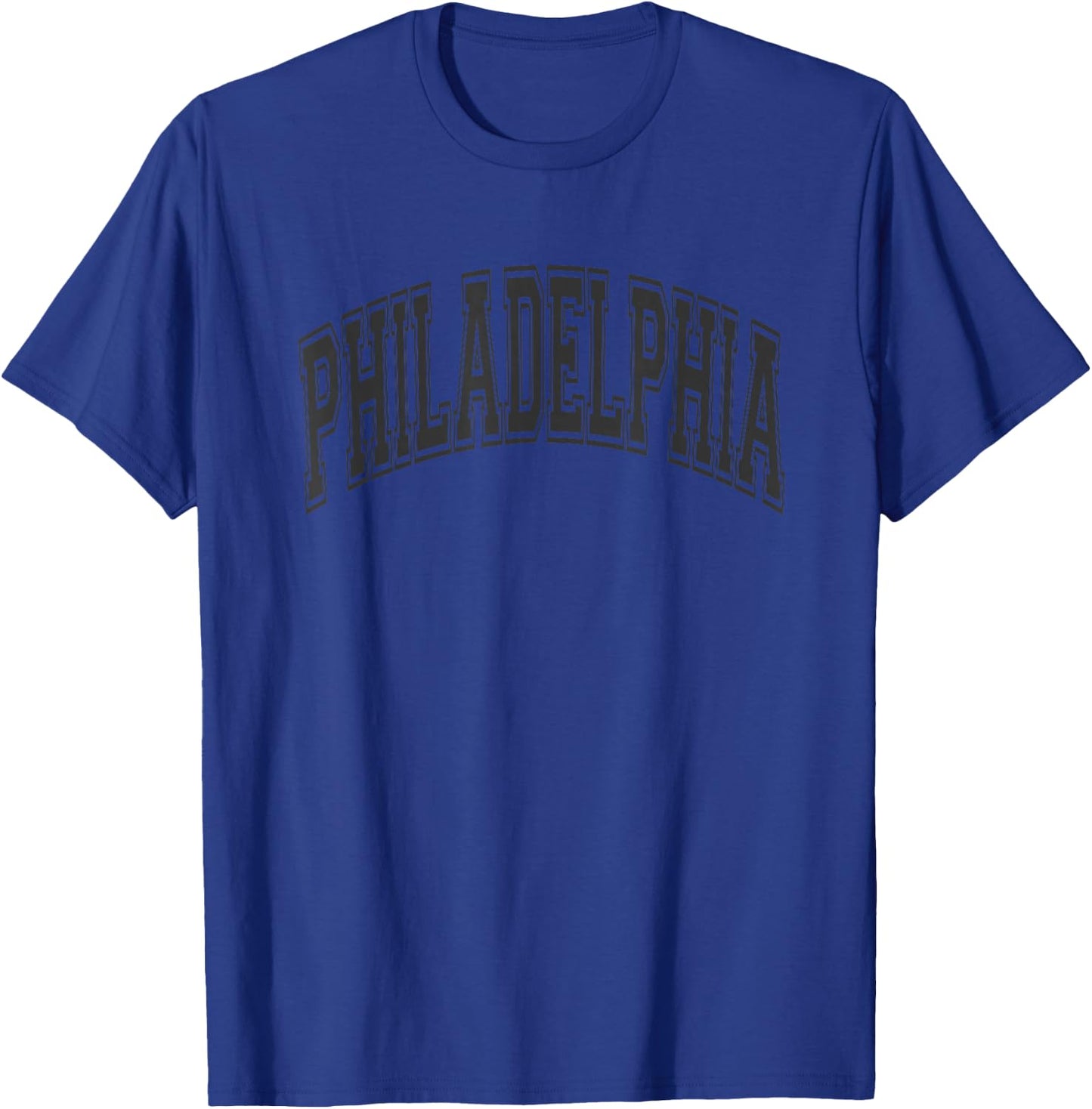 Philadelphia Arched Style Black Text and Outline T-Shirt - T-Shirt | Royal